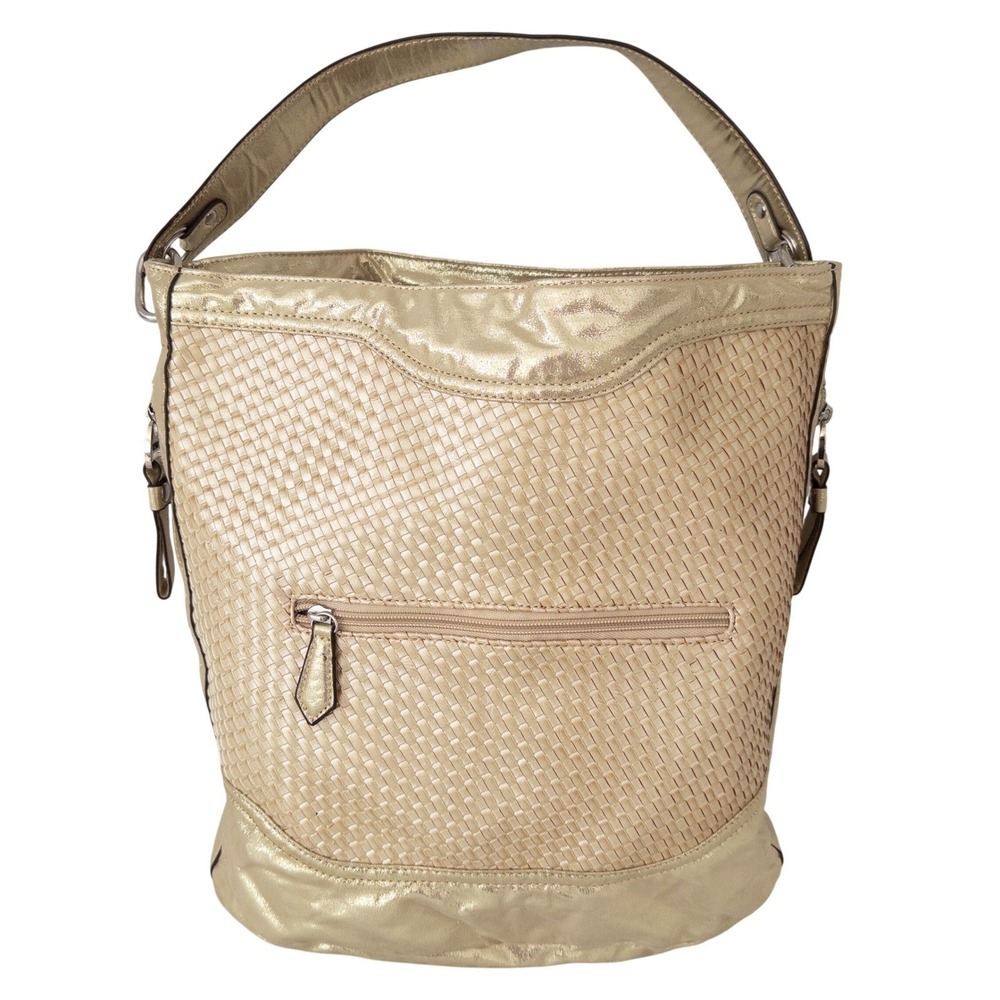 Penny Sue Woven Hobo Bag‎ Womens L Metallic Boho Glam Animal Print Mob Wife